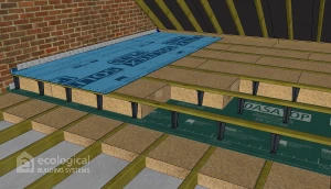 Dasatop installed flat in a loft. 100mm insulation below, 200mm above. Dasatop installed flat in a loft. 100mm insulation below, 200mm above.