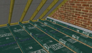 Dasatop installed using "sub-and-top" method for vapour control in a loft Dasatop installed using "sub-and-top" method for vapour control in a loft