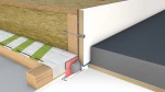 Detail of the airtight sealing in a timber ceiling  Detail of the airtight sealing in a timber ceiling