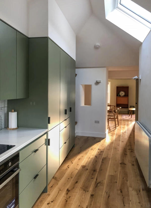 Fully furnished kitchen in townhouse retrofit in Galway